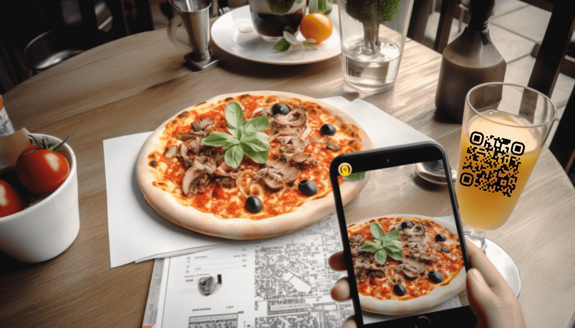 Menu to a QR code